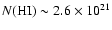 $N({\rm HI})\sim 2.6\times 10^{21}$