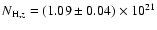 $N_{{\rm H},z}=(1.09\pm0.04)\times 10^{21}$