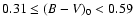 $0.31\le (B-V)_0<0.59$