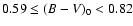 $0.59\le (B-V)_0<0.82$