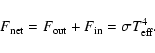 \begin{displaymath}%
F_{\rm net} = F_{\rm out} + F_{\rm in}=\sigma T_{\rm eff}^4.
\end{displaymath}