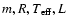 $m,R,T_{\rm eff},L$