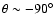$\theta \sim -90^\circ$