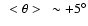 $~ <\theta>~ \sim +5^\circ$