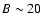 $B\sim 20$