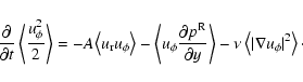 \begin{displaymath}{\partial \over \partial t} \left\langle {u_\phi^2 \over 2} \...
... \nu \left\langle \vert\nabla u_\phi\vert^2
\right\rangle\cdot
\end{displaymath}