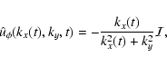 \begin{displaymath}{\hat u_\phi}(k_x(t),k_y,t)= - {{k_x(t)} \over {k_x^2(t) +
k_y^2}}{\cal I} ,
\end{displaymath}