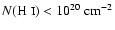 $N(\mbox{H {\sc i}}) < 10^{20}~{\rm cm}^{-2}$