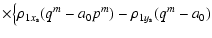 $\displaystyle \times \big\{\rho_{1x_{\rm s}}(q^{m}-a_{0}p^{m})-\rho_{1y_{\rm s}}(q^{m}-a_{0})$