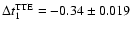 $\Delta t_1^{\rm TTE}=-0.34 \pm 0.019$
