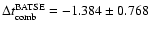 $\Delta t_{\rm comb}^{{\rm BATSE}}=-1.384 \pm 0.768$