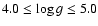 $4.0 \le \log g \le 5.0$