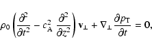 \begin{displaymath}%
\rho_0 \left( \frac {\partial^2} {\partial t^2} - \mbox{$c_...
...+ \nabla_\perp
\frac {\partial p_{{\rm T}}} {\partial t} = 0,
\end{displaymath}