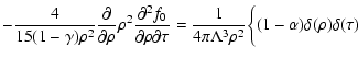 $\displaystyle -\frac{4}{15(1-\gamma )\rho
^{2}}\frac{\partial }{\partial \rho }...
...ac{1}{4\pi \Lambda ^{3}\rho ^{2}}\bigg\{(1-\alpha )\delta (\rho )\delta
(\tau )$