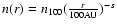 $n(r) = n_{100} (\frac{r}{100 \rm {AU}})^{- s}$