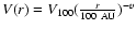 $V(r) = V_{100} (\frac{r}{100~\rm {AU}})^{-v}$