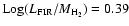 ${\rm Log}(L_{\rm FIR}/M_{\rm H_{2}})=0.39$