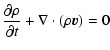 $\displaystyle \frac{\partial \rho}{\partial t}+\nabla\cdot(\rho \vec {v}) = 0$