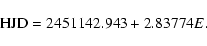 \begin{displaymath}{\rm HJD}=2451142.943 + 2.83774E.
\end{displaymath}