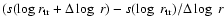 $(s(\log r_{\rm {tr}}+\Delta \log~ r) - s(\log~ r_{\rm {tr}})/\Delta \log~
r$