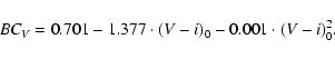 \begin{displaymath}BC_V = 0.701 - 1.377\cdot(V-i)_0 - 0.001\cdot(V-i)_0^2.\end{displaymath}