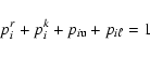 \begin{displaymath}p^{r}_{i} + p^{k}_{i} + p_{i{\rm u}} + p_{i \ell} = 1
\end{displaymath}