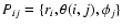 $P_{ij}=\lbrace
r_i,\theta(i,j),\phi_j\rbrace$