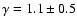 $\gamma
= 1.1\pm0.5$