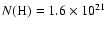 $N({\rm H}) = 1.6 \times 10^{21}$