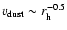 $v_{\rm dust} \sim r_{\rm h}^{-0.5}$