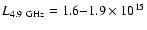 $L_{\rm 4.9~GHz} = 1.6{-}1.9\times10^{15}$