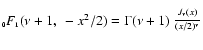 $_{\scriptscriptstyle 0}F_{\scriptscriptstyle 1}(\nu+1,~-x^2/2) = \Gamma(\nu+1)~{\strut J_\nu(x) \strut\over (x/2)^\nu}$