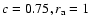 $c=0.75, r_{\rm a}=1$