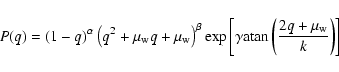 \begin{displaymath}P(q) = (1 - q)^{\alpha}\left(q^2 + \mu_{\rm w} q + \mu_{\rm w...
...mma {\rm atan}\left({{2q +\mu_{\rm w}}\over {k}}\right)\right]
\end{displaymath}