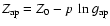 $Z_{{\rm ap}}=Z_{0}-p~\ln g_{{\rm ap}}$
