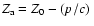 $Z_{\rm a}=Z_{0}-(p/c)~$