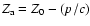 $Z_{\rm a}=Z_{0}-(p/c)$