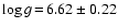 $\log g\hspace{-0.5mm} =\hspace{-0.5mm} 6.62\pm 0.22$