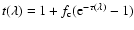 $t(\lambda) = 1 + f_{\rm c} ({\rm e}^{-\tau(\lambda)} - 1)$