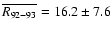 $\overline {R_{92-93}}=16.2\pm 7.6$