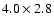 $4.0 \times 2.8$