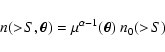 \begin{displaymath}n(>\!S,\vec\theta)=\mu^{\alpha-1}(\vec\theta)~n_0(>\!S)
\end{displaymath}