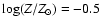 $\log(Z/Z_\odot)=-0.5$