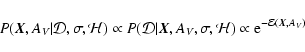 \begin{displaymath}P( \vec{X}, A_V \vert {\cal D}, {\bf\sigma}, {\cal H})
\pro...
...sigma}, {\cal H})
\propto {\rm e}^{-{\cal E}( \vec{X}, A_V)}
\end{displaymath}