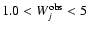 $1.0 <W_j^{\rm obs} < 5$