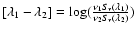 $[\lambda_{1}-\lambda_{2}] = \log(\frac{\nu_{1}S_{\nu}(\lambda_{1})}
{\nu_{2}S_{\nu}(\lambda_{2})})$