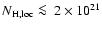 $N_{\rm H,loc} \la ~ 2 \times
10^{21}$