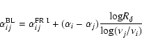 \begin{displaymath}\alpha^{\rm BL}_{ij} = \alpha^{\rm FR~I}_{ij} + (\alpha_i - \alpha_j)
{{{\rm log} R_{\delta}} \over {{\rm log} (\nu_j/\nu_i)}}
\end{displaymath}