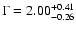 $\Gamma = 2.00^{+0.41}_{-0.26}$
