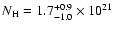 $N_{\rm H} = 1.7^{+0.9}_{-1.0} \times 10^{21}$